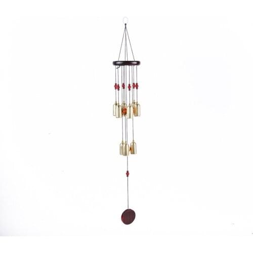 Wooden Wind Chime Double Layer 9 Copper Bell Pendant Solid Wood Decoration Storefront Door Hanging