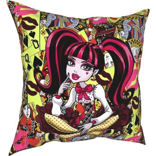 Draculaura Monster High Pillowcase Printed Polyester Cushion Cover Decor Pillow Case Cover Bed Zippered 40X40cm