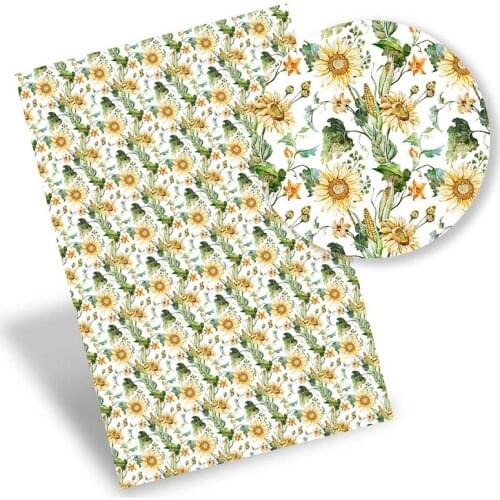 Faux Leather Sheets Synthetic Leather Leaves Floral Printed Vinyl Fabric DIY Handbags Bows Making Material 22*30cm/A4 0.8mm 1pc