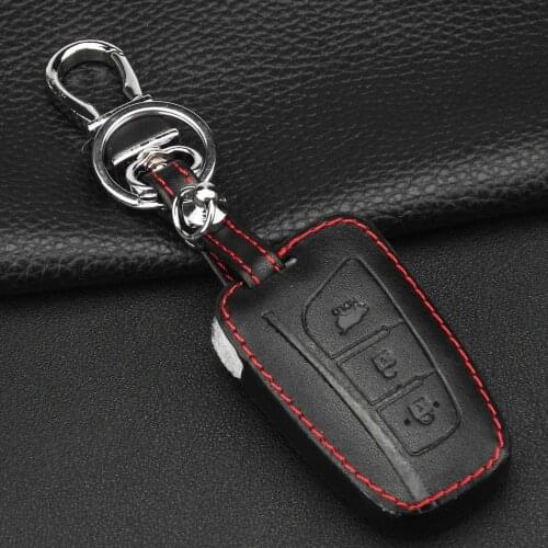 Kutery 10pcs/lot 3 Buttons Leather Remote Car Key Case For Hyundai Santa Fe Grand Keychain key Accessories