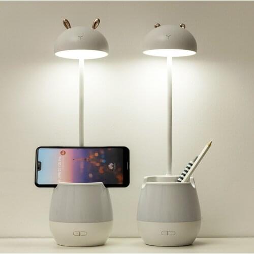 Creative Mushroom Night Light USB Multi-function Student Reading Desktop Pen Holder Mobile Phone Stand LED Table Lamp