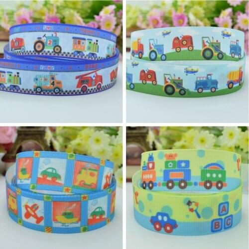 10 Yards 22mm 7/8" Car Farm truck cute ribbon cartoon Printed grosgrain ribbon hair bow Headwear DIY hair accessories retail