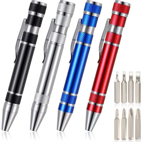 Screwdriver Hand Tools Mini Portable Aluminum Tool Pen Multi-function Pocket Eight-in-one Screwdriver with Magnetic Bits