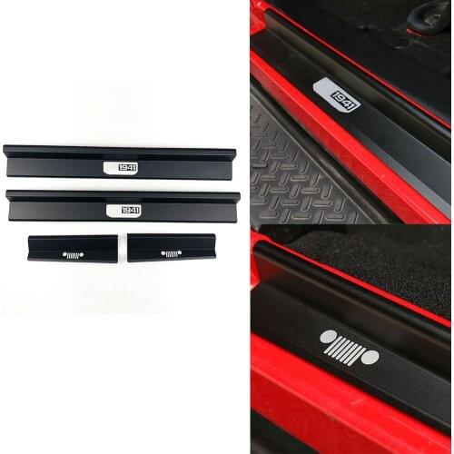 Door sills Car Pedal Scuff Plate Entry Guards-Black For Jeep Wrangler JK 4 Door 2007-2018 Aluminum Alloy 4-Door Accessories #819