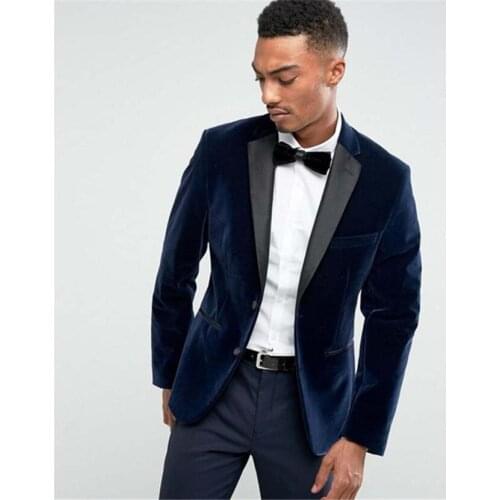 2020 Latest Coat Pant Designs velvet Navy blue Wedding Dress Suits For Men jacket Tuxedo 2 Pieces Terno Casamento mens suit
