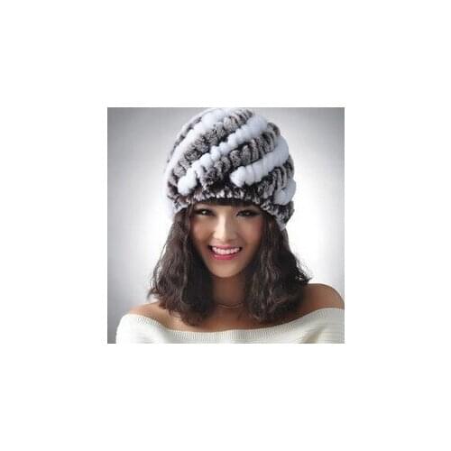 New Knitted genuine natural REX rabbit fur hat cap headgear headdress women warmer skullies Wholesale Free shipping J49