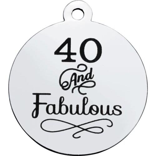 BULK 30pcs Stainless Steel 40 Birthday Gift Charms Fourty Pendant 40th Birthday Jewelry Making 20mm