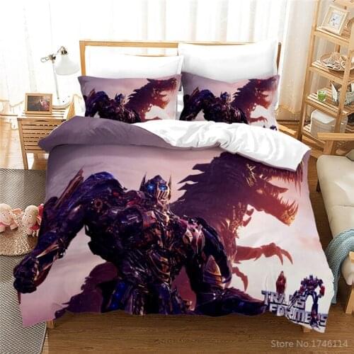 Optimus Prime Printed Duvet Cover Pillowcase Transformers 3D Cartoon Bed Linens Bedclothes Twin Full Queen King Size Bedding Set