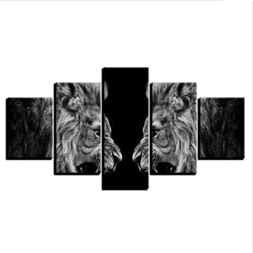 5 Pictures Lion Posters Anime Abstract Decorative Painting Home Living Room Bedroom Canvas Painting