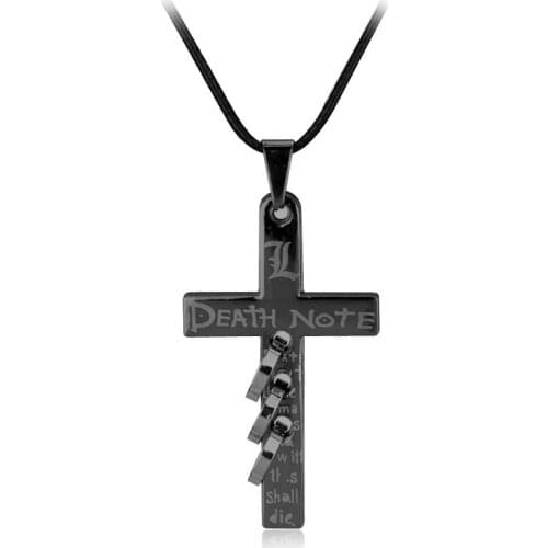 Popular Anime Death Note necklace Cross Pendant Cosplay Accessories fashion movie Jewelry Black Gold Metal pendant for men