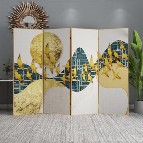 European-style simple metal screen, light luxury art, bird partition, guest restaurant, household shelter folding screen