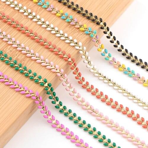 SAUVOO Oil Drop Wheat Shape Link Chains Necklace Gold Copper Chain Design Jewelry Accessories/Jewelry Findings & Components