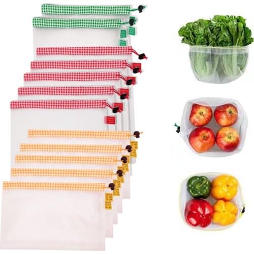 1PC Reusable Mesh Kitchen Storage Bags Washable Eco Friendly Bag For Grocery Supermarket Fruit Vegetable Toys Sundries Storage