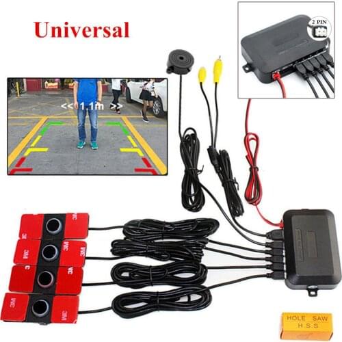 16mm Car Video Parking Reverse Backup Assistant Radar Alarm System+4pcs Flat Sensors Video Parking System