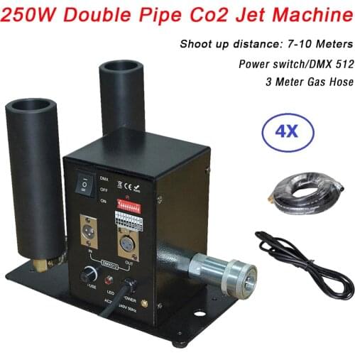 250W Double Pipe DMX512 Co2 Jet Machine Shoot 7-10m Up Co2 Machine Jet Stage Party Effect For Wedding LED Par Light Led Disco