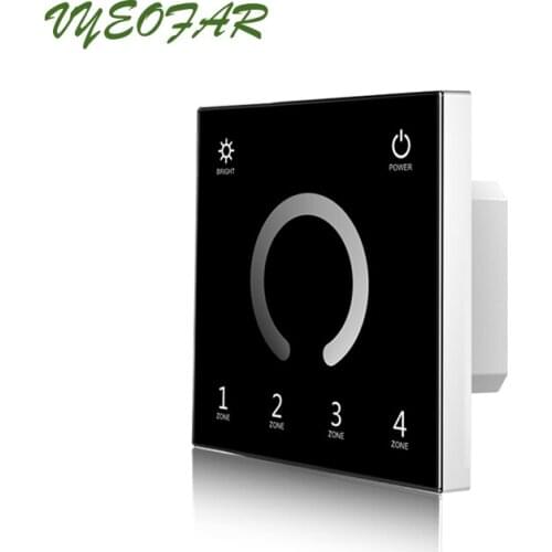 Led Strip Dimmer 220V High Voltage Wall Mount Touch panel 2.4G RF wireless Remote DMX512 4 Zone Single Color String Dimming