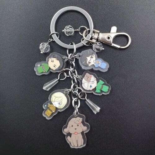 YURI!!! on ICE New Acrylic Manual Anime Keychain Cartoon Key Ring Transparent Flash Pagoda Ball Beads Schoolbag Decoration