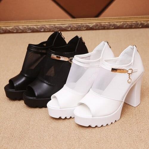 2021 Summer New High-heeled Fish Mouth Thick-heeled Sandals Womens Casual Platform High-heeled Shoes Platform Sandals
