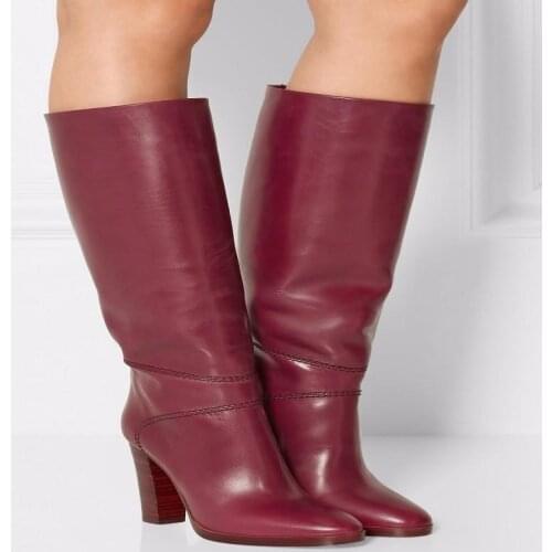 Knee-high Boots Genuine Leather High Tube Long Boot Comfortable Thick Heel Long Knight Boots Winter Rome Shoes Woman Botas Mujer