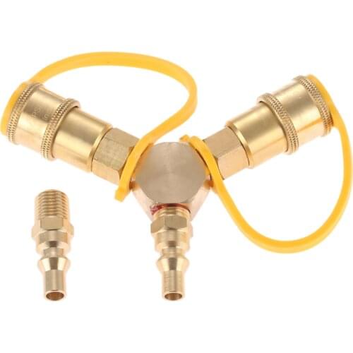 1/4'' RV Propane Quick Connect Y Splitter Adapter RV Trailer & Quick Connect Propane Hose to Motorhome Tabletop Grill gas stoves