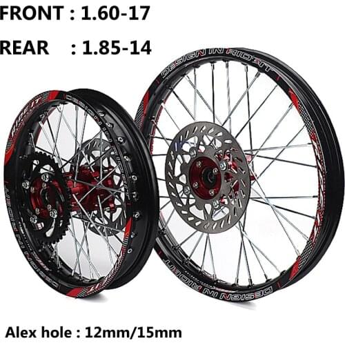 1.60-17 & 1.85-14 inch Front Rear Alloy Wheel Rim with CNC Hub brake disc For KAYO HR-160cc TY150CC Dirt Pit bike 14/17 inch