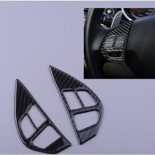 1 Pair Car Steering Wheel Trim Button Cover Carbon Fiber Decoration Fit For Mitsubishi Lancer Evo 2008 2009 2010 2011 2012-2015