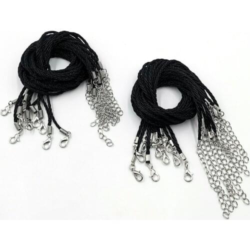 10Pcs/Lot 52cm DIY Braided Nylon Cord Necklace Pendant Charms Lobster Clasp Spring Clip Clasp String Rope Extended Tail Chain