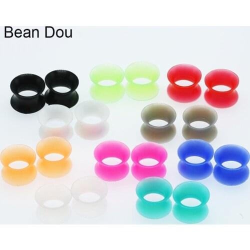 2pieces Fashion Silicone Ear Tunnels Ear Plug Gauges Kits Expanders Tragus Stretchers 3-20mm Mix Colors Body Piercing Jewelry