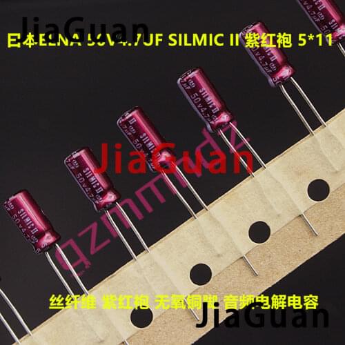 20PCS NEW ELNA RFS SILMIC II 50V4.7UF 5X11MM SILMICII 4.7UF 50V hot sale SILMIC2 4.7uf/50v Purple Red Robe 50V 4.7UF