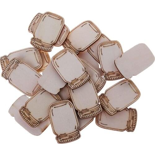 25Pcs/Bag Laser Cut Wood Wooden Milk Bottle Shape Craft Wedding Decor