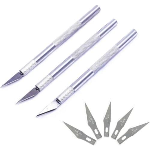 6 Blades Craft Artwork Cutting Knife DIY Carving Knife Stencil Scoring Hobby Chiseling Model Repairing Scalpel Knife Hand Tool