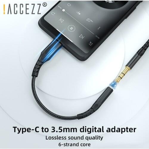 !ACCEZZ DAC Type-C to 3.5 Earphone Adapter USB C Male 3.5mm Jack Converter for Huawei P40 Samsung Xiaomi OnePlus Audio AUX Cable