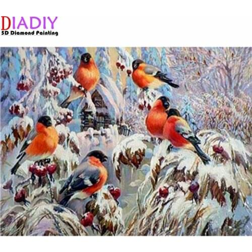Diamond painting cross stitch kit square diamond snowy bird DIY handmade gift mosaic embroidery home decoration