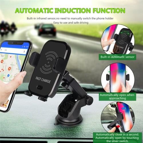Car Infrared Sensor Automatic Qi Fast Wireless Car Mobile Phone Charger for iPhone X 8 Plus Samsung S9 S8 Plus S7 Note 8
