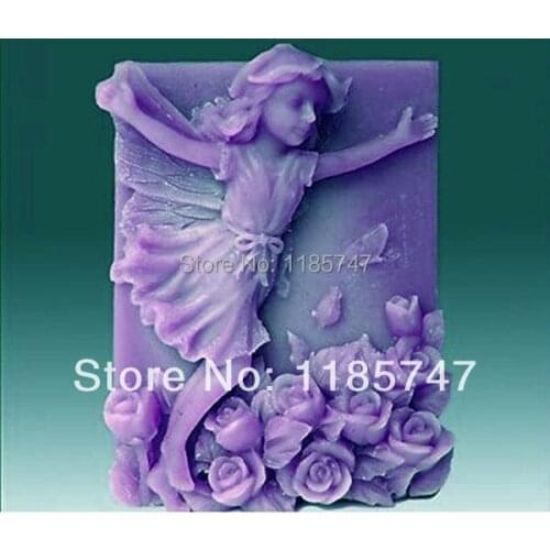 Free shipping handcrafted flying baby girl silicone soap mould,beautiful girl shaped handmade soap mold