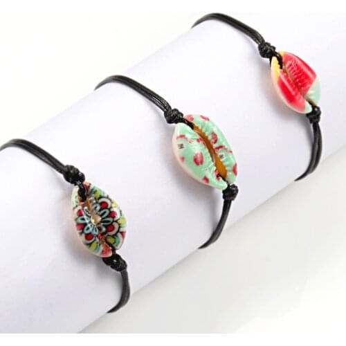 Hot Creative Cartoon Graffiti Shell Bracelet For Women Fashion Pattern Shells Rope Bracelets Female Couple Wedding Festival Gift