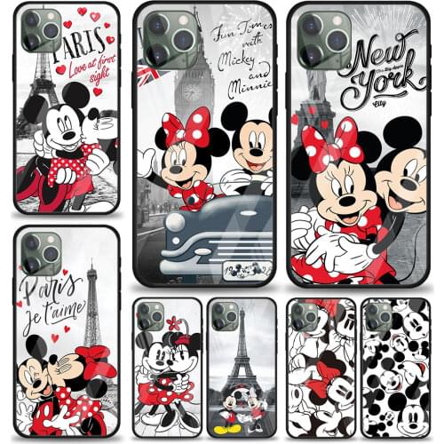 Mickey Minnie in London for Apple iPhone 12 Pro Max Mini 11 Pro XS Max X XR 6S 6 7 8 Plus Luxury Tempered Glass Phone Case