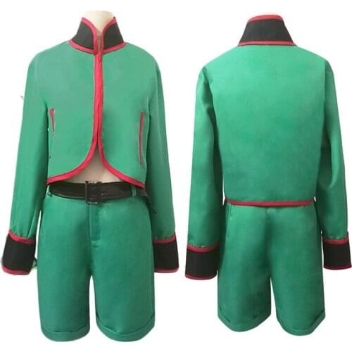 Cossky GON FREECSS Costume Full Sets Wig Anime Game Hunter X Hunter Green Tops + Shorts Adult Halloween Costume XS-2XL C82M28