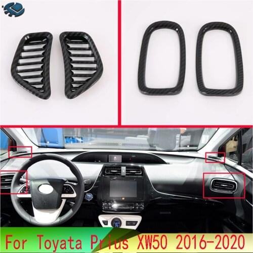 For Toyata Prius PHV XW50 2016-2020 Car Accessories Carbon Fiber Style Air Vent Outlet Cover Dashboard Trim Bezel
