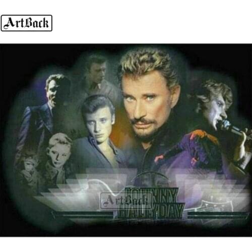 French singer 5d diy diamond painting johnny hallyday 60x80cm full square diamond mosaic 3d round music icon home decor gift