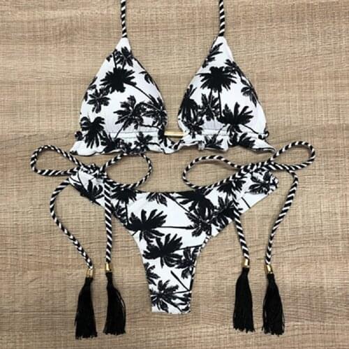 Halter Swimwear Women Sexy Bikinis Push Up Womens Swimsuits Micro Thong Biquini Floral Bathing Suits 2021 Bow Bikini Set