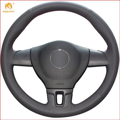 MEWANT Black Artificial Leather Car Steering Wheel Cover for Volkswagen VW Tiguan Lavida Passat B7 Jetta Mk6 Accessories Parts