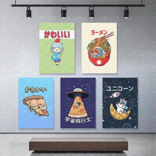 Wall Art Modular Canvas Cartoon Noodles Cute Picture Home Girl Cute Japan Decor Painting Prints Poster Living Room Cuadros Frame