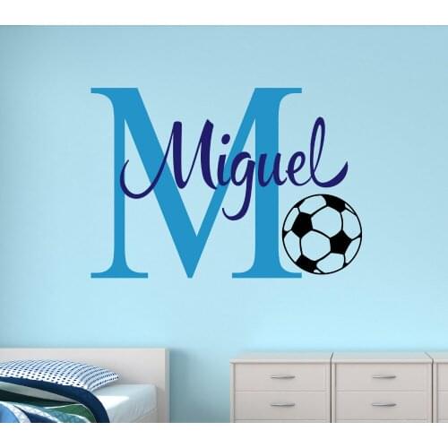 Customize Name Soccer Wall Stickers For Kids Room Personalized Boys Name Bedroom Nursery Wall Art Pic Baby Wall Decals JW012