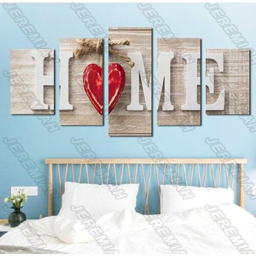 Red Love Heart and Creative Letter Poster Nordic Style Wall Art Canvas Print Painting Modern Living Room Decoration