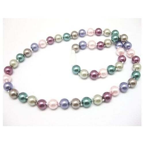 New fashion women wedding party gifts multicolor shell simulated-pearl necklace rounf beads 8mm jewelry making 17inch F325PE