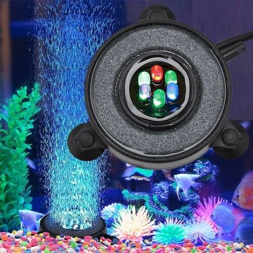 Aquarium Decorate RGB LED Lights Waterproof Submersible Fish Tank Air Curtain Bubble Light Stone Disk Bubbler Lamp EU/US/UK Plug