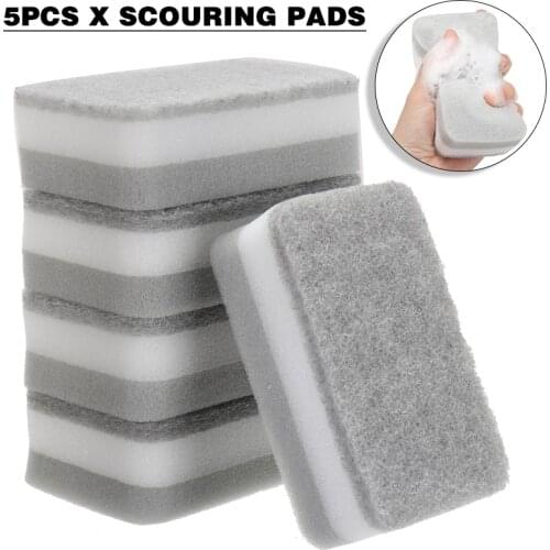 Practical Household Cleaning Sponge Scouring Pads Home Kitchen Dishwashing Sponge Cleaning Pad Gray Scouring Pads