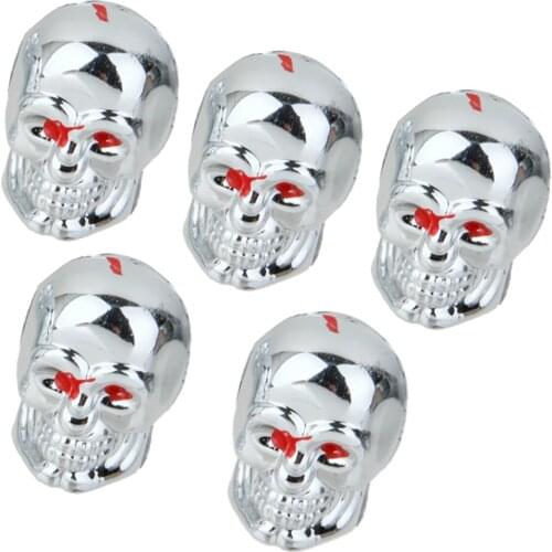 Punk Red Eyes Evil Skull Tyre Tire Air Valve Stem Caps Dust Cover for Car Bike Truck Motorcycle Pack of 5pcs