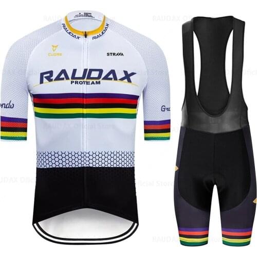 Raudax Team Cycling Jersey Set 2021 Strava Man Summer MTB Race Cycling Clothing Ropa Ciclismo Outdoor Riding Bike Uniform Sets